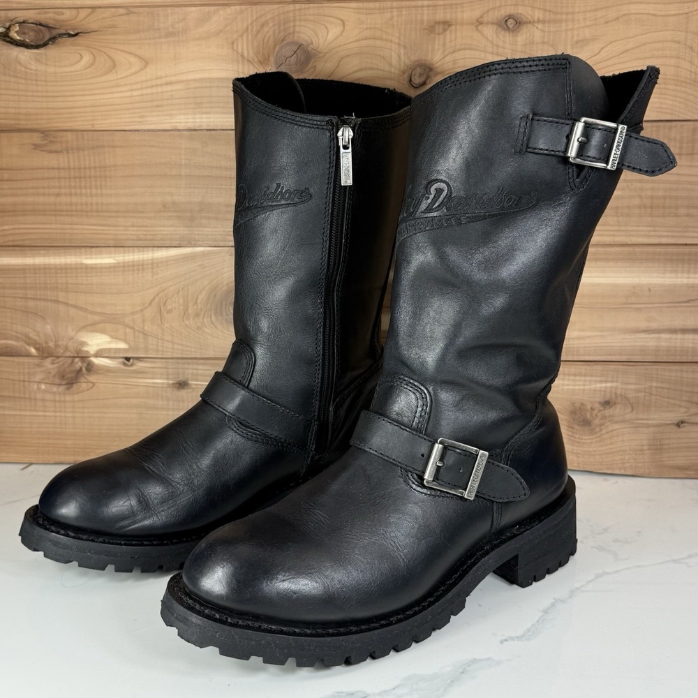 Harley Davidson Men's Trail Boss Engineer Black‎ Motorcycle Boots. D91417 sz 8.5